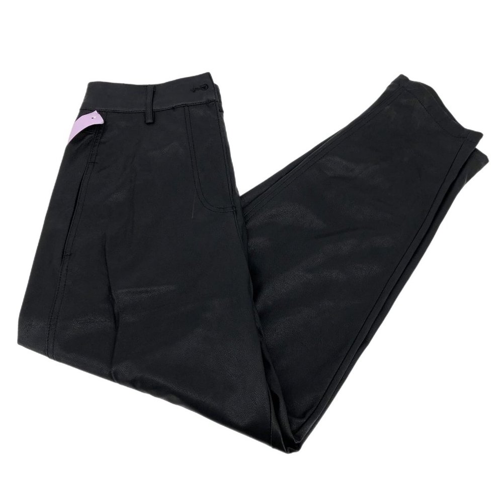 Zara Black High-Rise Straight Pants| Leather Jeans